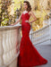 Trumpet/Mermaid Sheer Neck Sleeveless Sweep/Brush Train Applique Tulle Dresses - Prom Dresses