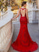 Trumpet/Mermaid Sheer Neck Sleeveless Sweep/Brush Train Applique Tulle Dresses - Prom Dresses