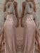 Trumpet/Mermaid Sleeveless Halter Floor-Length Beading Chiffon Two Piece Dresses - Prom Dresses