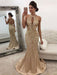 Trumpet/Mermaid Sleeveless Halter Sequin Sweep/Brush Train Satin Dresses - Prom Dresses
