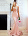 Trumpet/Mermaid Sleeveless Halter Sweep/Brush Train Lace Charmeuse Dresses - Prom Dresses