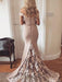 Trumpet/Mermaid Sleeveless Off-the-Shoulder Elastic Woven Satin Applique Sweep/Brush Train Dresses - Prom Dresses