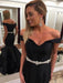 Trumpet/Mermaid Sleeveless Off-the-Shoulder Satin Beading Sweep/Brush Train Dresses - Prom Dresses