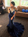 Trumpet/Mermaid Sleeveless Off-the-Shoulder Sweep/Brush Train Applique Velvet Dresses - Prom Dresses