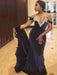 Trumpet/Mermaid Sleeveless Off-the-Shoulder Sweep/Brush Train Applique Velvet Dresses - Prom Dresses