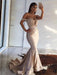 Trumpet/Mermaid Sleeveless Off-the-Shoulder Sweep/Brush Train Ruffles Spandex Dresses - Prom Dresses