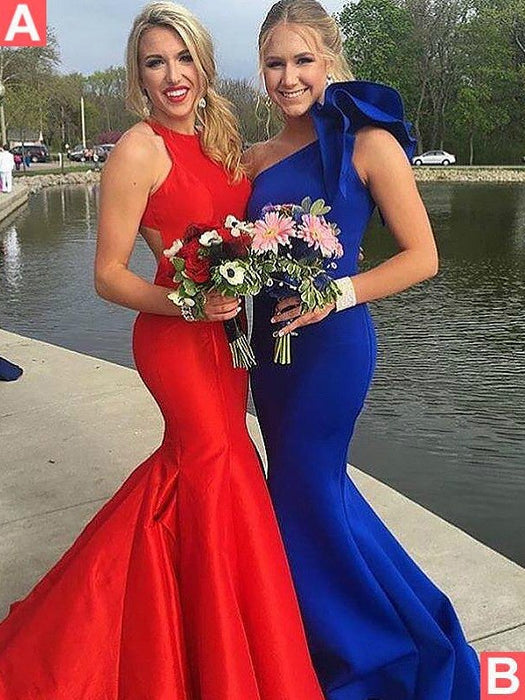 Trumpet/Mermaid Sleeveless One-Shoulder Ruffles Sweep/Brush Train Stretch Crepe Dresses - Prom Dresses