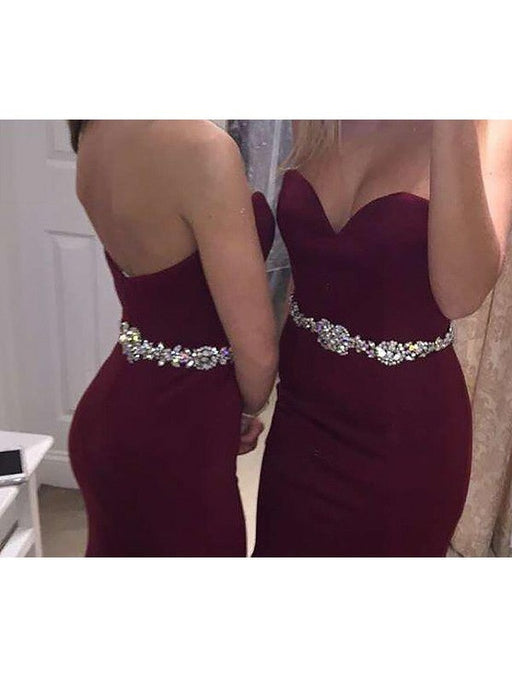 Trumpet/Mermaid Sleeveless Sweetheart Satin Beading Sweep/Brush Train Dresses - Prom Dresses