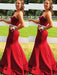 Trumpet/Mermaid Sleeveless Sweetheart Satin Beading Sweep/Brush Train Dresses - Prom Dresses