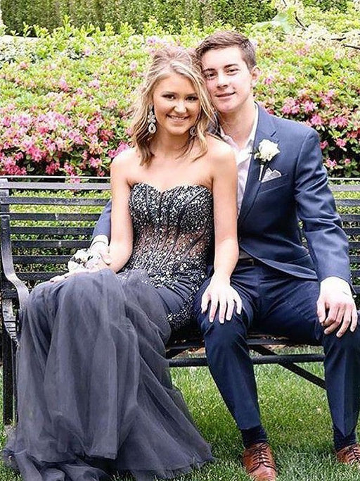 Trumpet/Mermaid Sleeveless Sweetheart Tulle Sequin Floor-Length Dresses - Prom Dresses