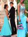 Trumpet/Mermaid Sleeveless V-neck Chiffon Beading Sweep/Brush Train Dresses - Prom Dresses