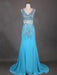 Trumpet/Mermaid Sleeveless V-neck Chiffon Beading Sweep/Brush Train Dresses - Prom Dresses