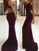 Trumpet/Mermaid Sleeveless V-neck Sweep/Brush Train Applique Stretch Crepe Dresses - Prom Dresses