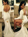 Trumpet/Mermaid Long Sleeves Scoop Sweep/Brush Train Applique Spandex Dresses - Prom Dresses