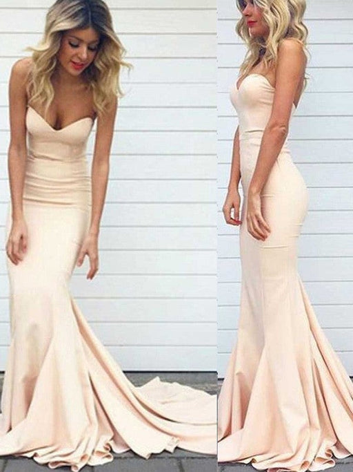 Trumpet/Mermaid Sweetheart Sleeveless Charmeuse Sweep/Brush Train Dresses - Prom Dresses