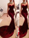 Trumpet/Mermaid Sweetheart Sweep/Brush Train Velvet Sleeveless Ruffles Dresses - Prom Dresses