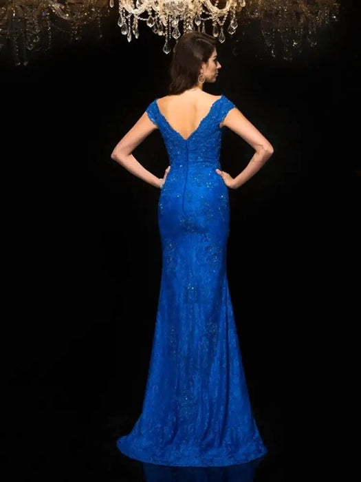 Trumpet/Mermaid V-neck Lace Sleeveless Long Lace Mother of the Bride Dresses - Prom Dresses