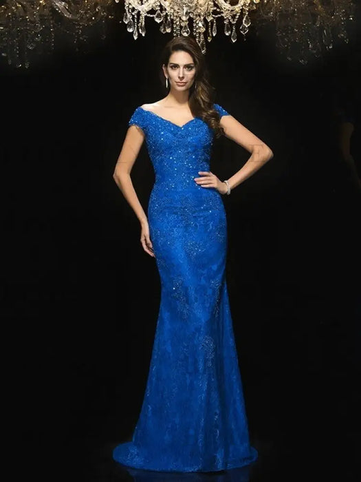 Trumpet/Mermaid V-neck Lace Sleeveless Long Lace Mother of the Bride Dresses - Prom Dresses