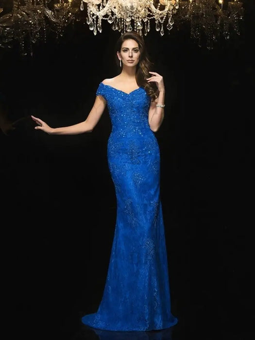 Trumpet/Mermaid V-neck Lace Sleeveless Long Lace Mother of the Bride Dresses - Prom Dresses