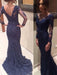 Trumpet/Mermaid V-neck Long Sleeves Applique Sweep/Brush Train Lace Dresses - Prom Dresses