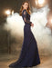 Trumpet/Mermaid V-neck Long Sleeves Applique Sweep/Brush Train Lace Dresses - Prom Dresses