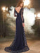 Trumpet/Mermaid V-neck Long Sleeves Applique Sweep/Brush Train Lace Dresses - Prom Dresses