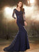 Trumpet/Mermaid V-neck Long Sleeves Applique Sweep/Brush Train Lace Dresses - Prom Dresses