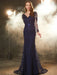 Trumpet/Mermaid V-neck Long Sleeves Applique Sweep/Brush Train Lace Dresses - Prom Dresses