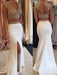 Trumpet/Mermaid V-Neck Sleeveless Satin Beading Sweep/Brush Train Dresses - Prom Dresses