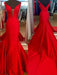 Trumpet/Mermaid V-neck Sleeveless Satin Sweep/Brush Train Dresses - Prom Dresses