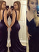 Trumpet/Mermaid V-Neck Sleeveless Sweep/Brush Train Jersey Dresses - Prom Dresses