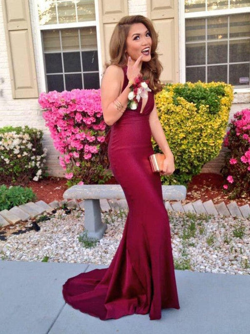 Trumpet/Mermaid V-Neck Sleeveless Sweep/Brush Train Spandex Dresses - Prom Dresses