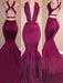 Trumpet/Mermaid V-Neck Stretch Crepe Sleeveless Applique Sweep/Brush Train Dresses - Prom Dresses