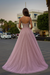 Tulle A-Line Long Prom Dress With Sequins Beads