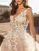 wedding dresses 2021 tulle deep v neck a line sleeveless multilayer tulle lace applique classic bridal gowns with train