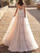 wedding dresses 2021 tulle deep v neck a line sleeveless multilayer tulle lace applique classic bridal gowns with train