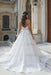 Tulle Lace Aline Wedding Dress Square neck Front Split Bridal Dress - Wedding Dresses
