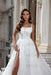 Tulle Lace Aline Wedding Dress Square neck Front Split Bridal Dress - Wedding Dresses