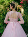 Ball Gown Tulle Scoop Lace Long Sleeves Sweep/Brush Train Dresses - Prom Dresses