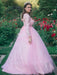Ball Gown Tulle Scoop Lace Long Sleeves Sweep/Brush Train Dresses - Prom Dresses