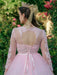 Ball Gown Tulle Scoop Lace Long Sleeves Sweep/Brush Train Dresses - Prom Dresses