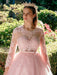 Ball Gown Tulle Scoop Lace Long Sleeves Sweep/Brush Train Dresses - Prom Dresses