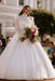 Tulle Plus Size Wedding Dress High Neck Lace Aline Bridal Dress Long Sleeves - Wedding Dresses