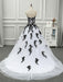 Black Wedding Dresses Tulle Princess Silhouette Sleeveless Low Rise Waist Lace Court Train Bridal Dress