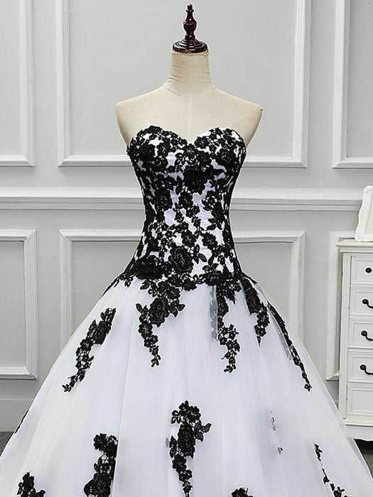 Black Wedding Dresses Tulle Princess Silhouette Sleeveless Low Rise Waist Lace Court Train Bridal Dress