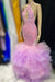 661. Tulle Prom Dress Sequins Mermaid Halter Sleeveless with Sequins