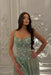 Stunning Sage Sheath Prom Dress Tulle Flowers Sleeveless Evening Dress with Split