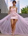 A-Line/Princess Hand-Made Flower Tulle Sleeveless Sweetheart Sweep/Brush Train Dresses - Prom Dresses