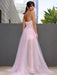 A-Line/Princess Hand-Made Flower Tulle Sleeveless Sweetheart Sweep/Brush Train Dresses - Prom Dresses