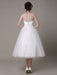 Tulle Wedding Dress Strapless A-Line Tea Length Bridal Dress With Bow misshow
